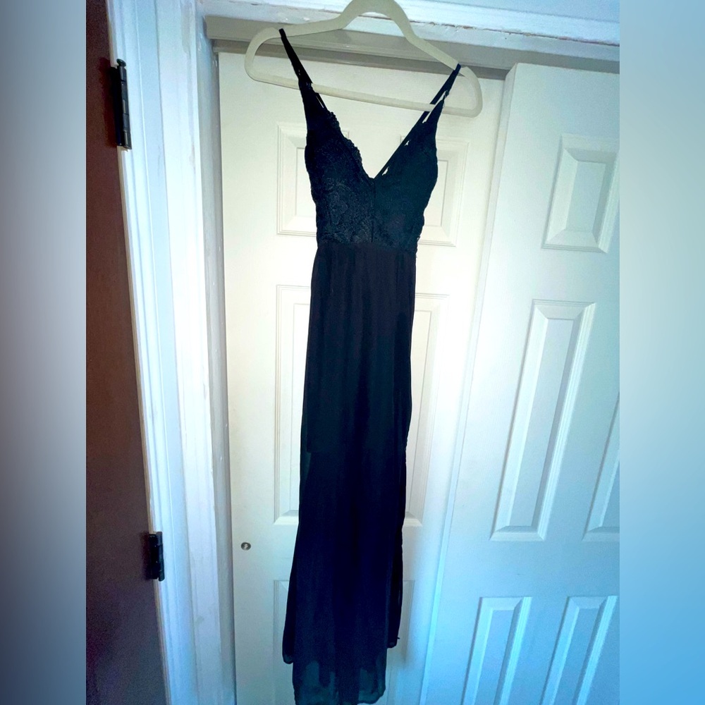 NWT Shinestar black crochet top dress